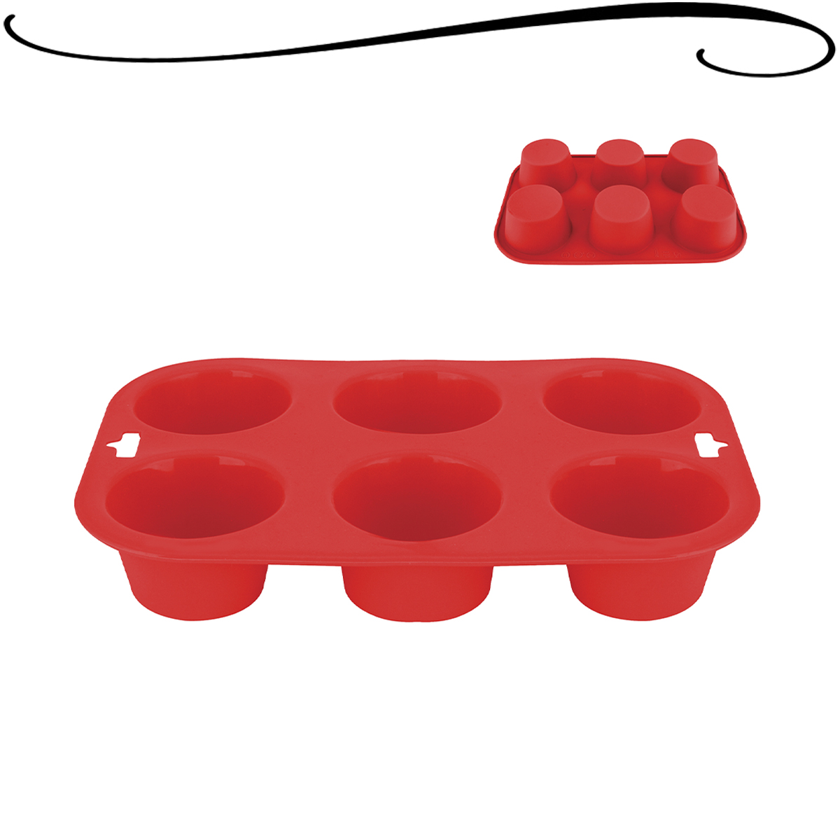 Forma de Silicone Vermelho Para 6 Cupcakes Gourmet Cozinha Profissional Multiuso Prático e Segura