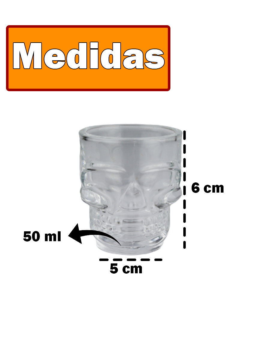 Jogo 6 Copos Caveira Vidro Shot Dose Vodka Skull Tequila Bar 50ml -  HausKraft - LOJAS RENASCER