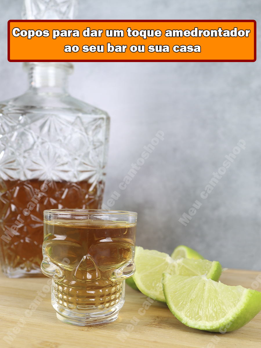 Jogo 6 Copos Caveira Vidro Shot Dose Vodka Skull Tequila Bar 50ml -  HausKraft - LOJAS RENASCER