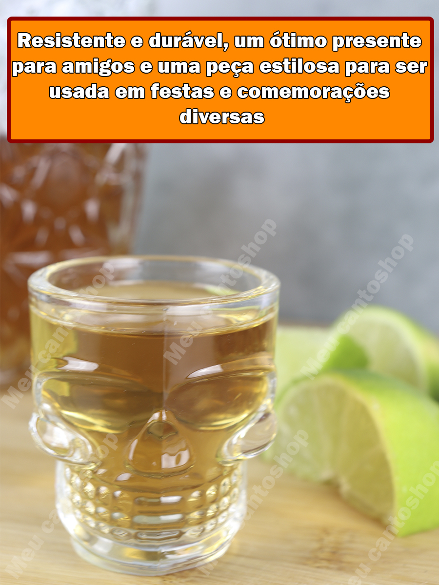 Jogo De Copo De Vidro Grosso Caveira Shot Whiskys Bar 75ml - WebContinental