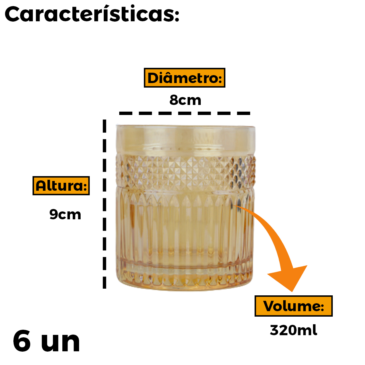 Copos De Whisky Caipirinha 6 Unidades Vidro Luxo Elegante 280mL Copo Para  Uisque Bebidas Drinks Sucos - Meu Canto Shop