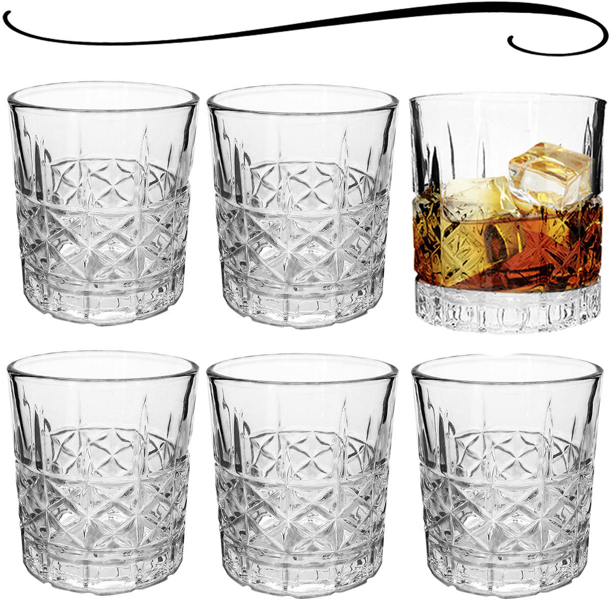 Copos De Whisky Caipirinha 6 Unidades Vidro Luxo Elegante 280mL Copo Para  Uisque Bebidas Drinks Sucos - Meu Canto Shop