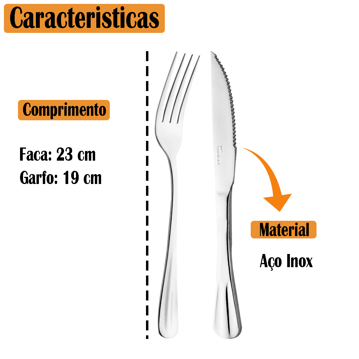 Kit De 24 Peças Talheres Garfos Facas Conjunto De Mesa Em Aço Inox Jantar  Buffet Grande Faqueiro Premium - Meu Canto Shop