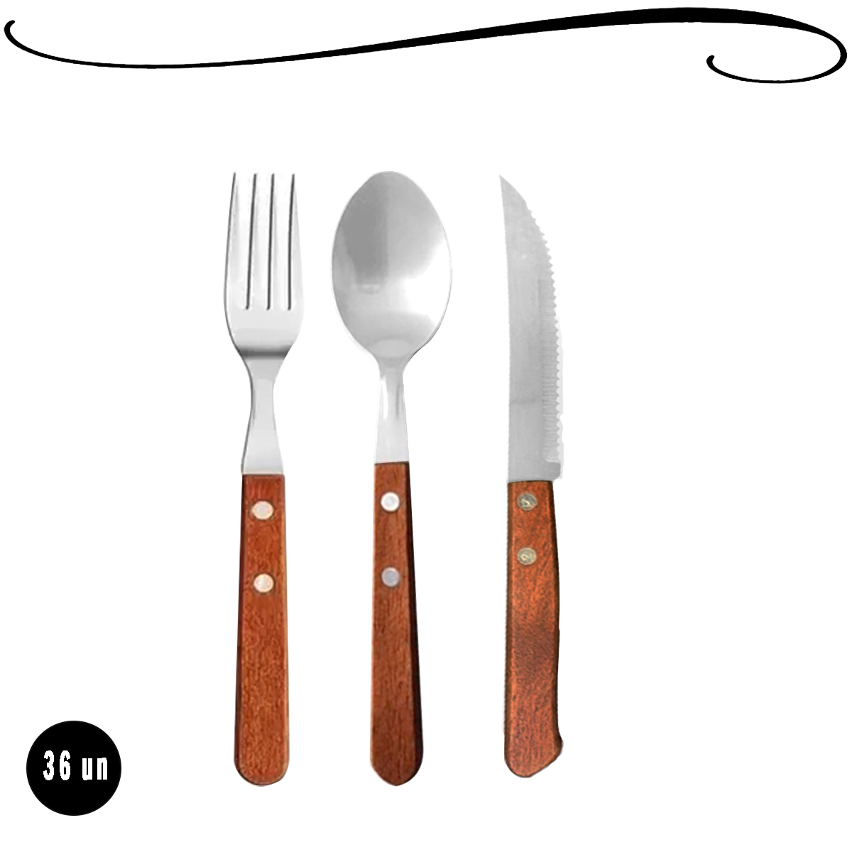 Kit De 36 Peças Talheres Garfos Facas Colheres Conjunto De Mesa Em Aço Inox  Jantar Buffet Grande Faqueiro - Meu Canto Shop