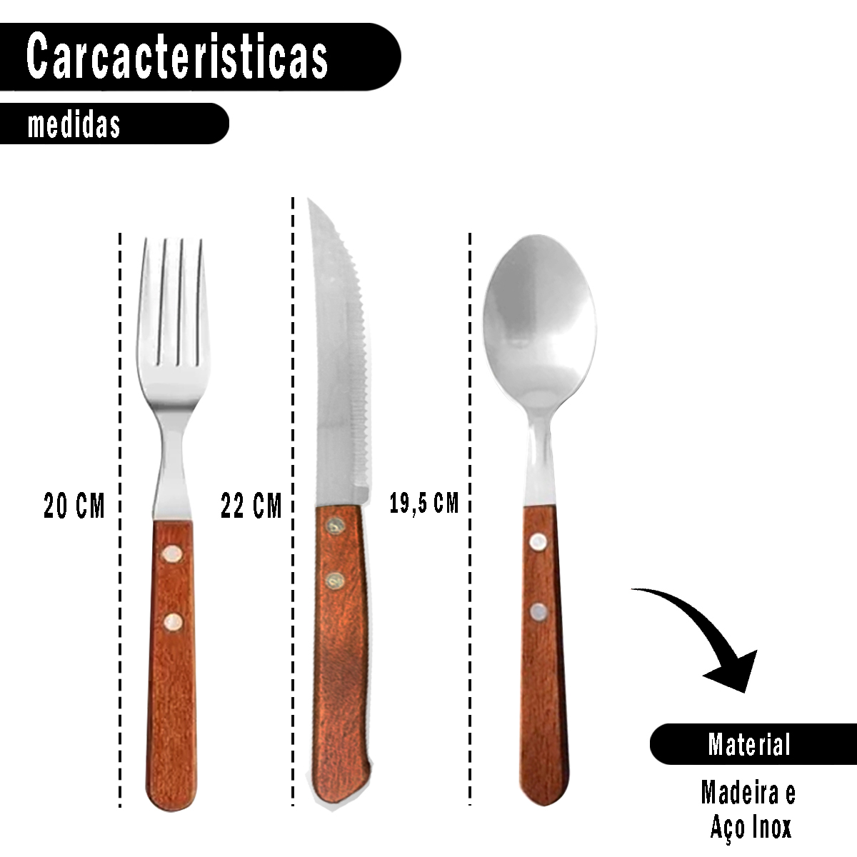 Kit De 36 Peças Talheres Garfos Facas Colheres Conjunto De Mesa Em Aço Inox  Jantar Buffet Grande Faqueiro - Meu Canto Shop