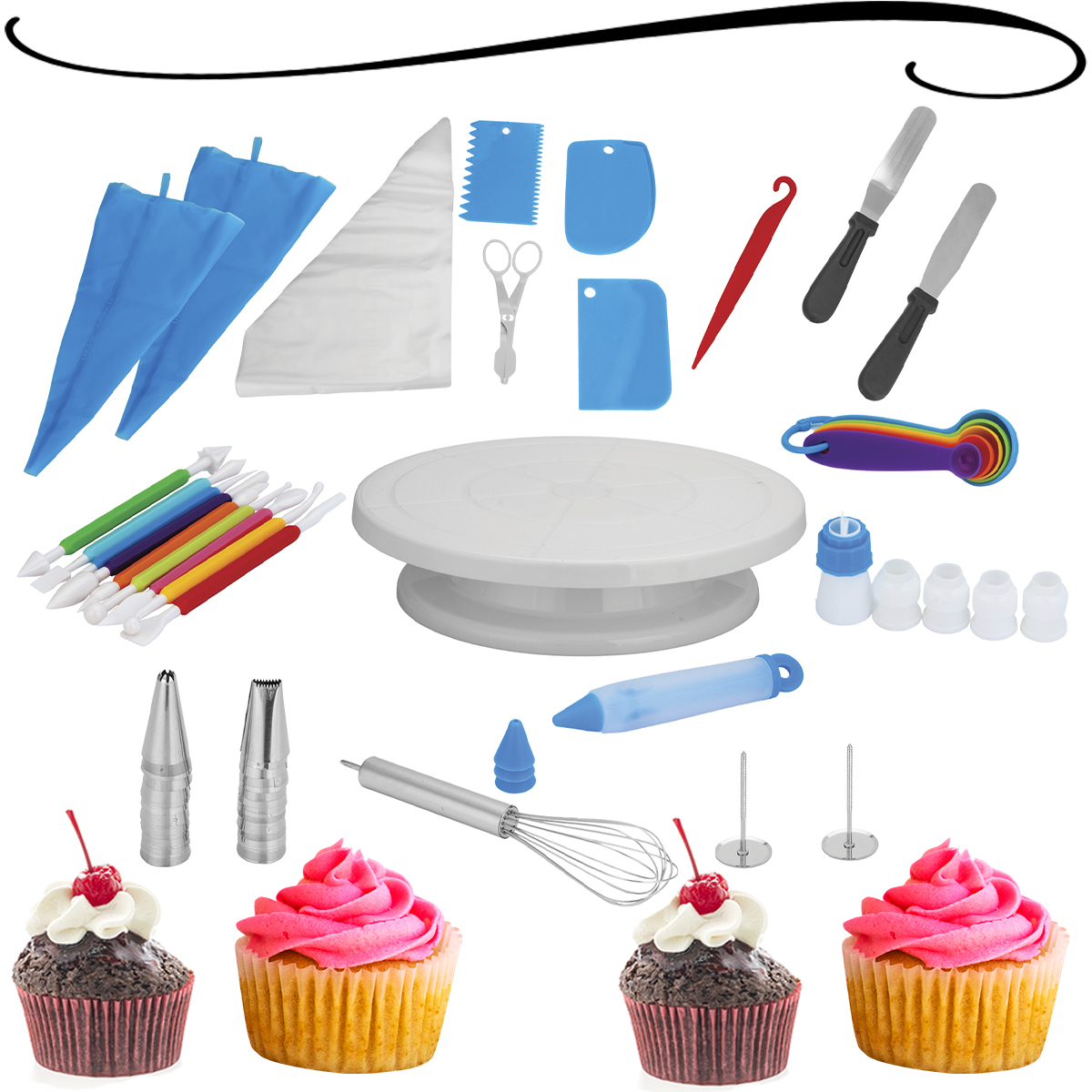 Kit Bicos Jogo 48 Peças De Inox Com Confeitar Bolo, Tortas