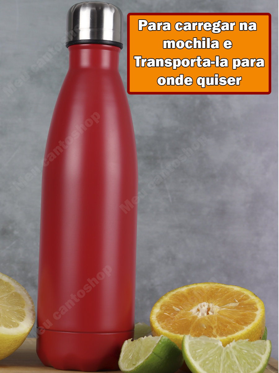 Garrafa Termica Agua Vermelho 1 Litro Inox Dupla Parede Café