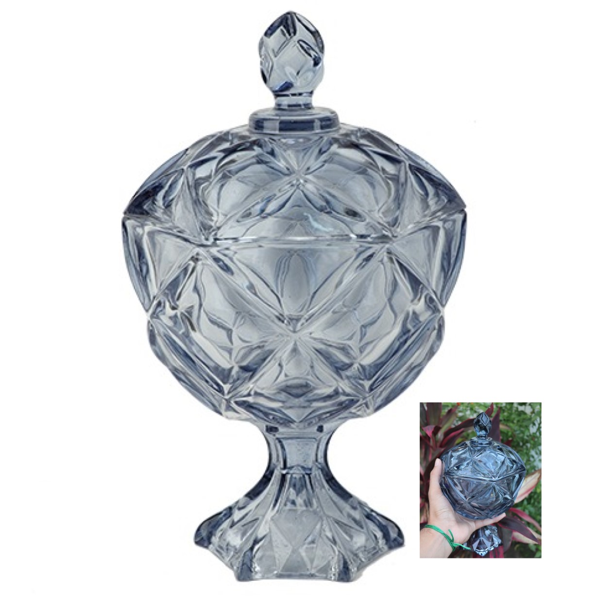 Bomboniere de vidro cristal potiche bruxelas alta A27x D17 enfeite vidro vaso decorativo porta balas baleiro full25865