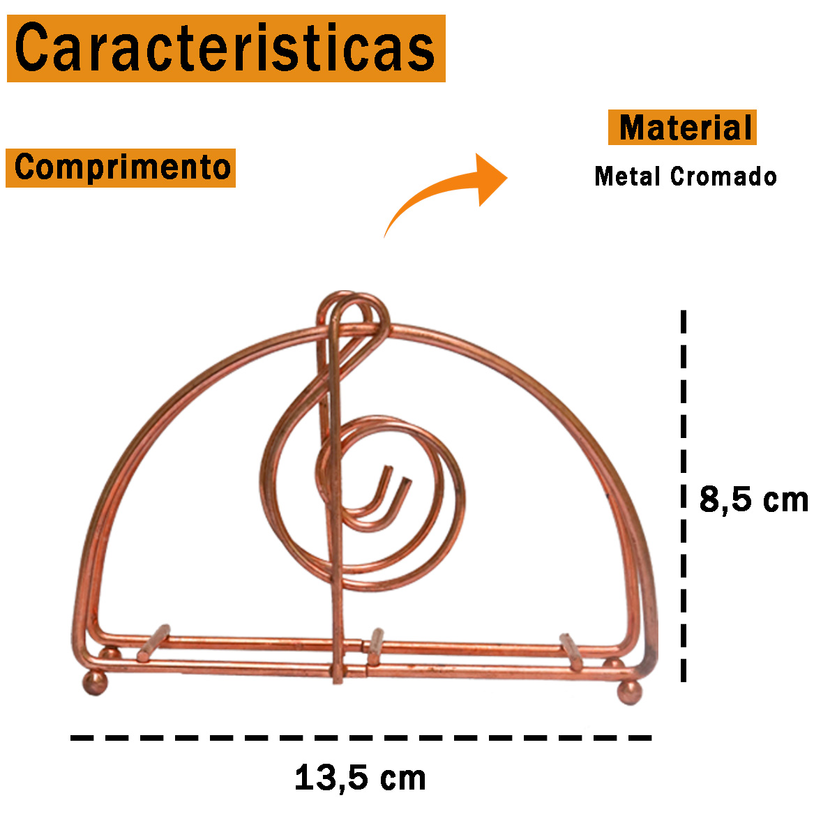 Jogo Porta Guardanapos de Mesa Metal Cromado Rose Gold Restaurante