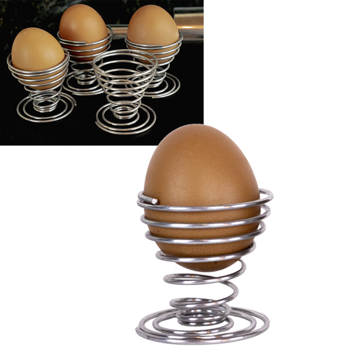 Suporte para ovos cozidos kit 4 porta ovos em inox espiral ck4472