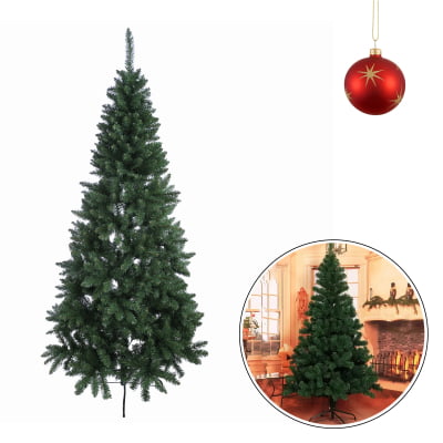 Árvore Pinheiro Média de Natal Verde Bologna Base Pés Metal 660 Galhos Hastes de Plástico e PVC 180CM Natalina