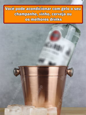 Balde De Gelo Em Aço Inox Bronze Para Bebidas Champanheira Cerveja Baldinho Térmico Barzinhos