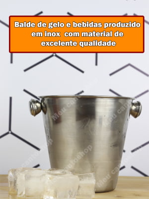 Kit Balde Com Pá Para Gelo Barzinho Bar Drinks Champanheira Em Aço Inox 4.200ML