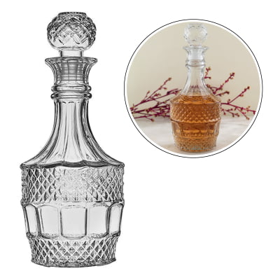 Garrafa Imperial de Licor Whisky Vinho Conhaque Suco Água de Vidro Com Vedação Decoração Presente Bar 850ML