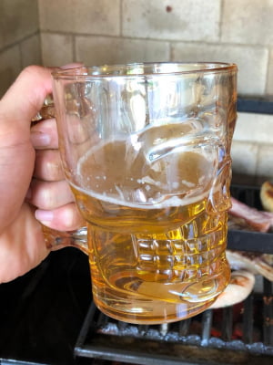 Caneca caveira ambar de vidro Chop 500mL copo de vidro cerveja dourada lyor 7578