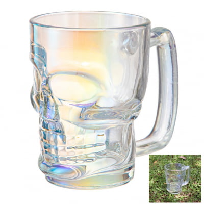 Caneca caveira furta-cor de vidro Chop 380mL copo de vidro cerveja brilhante 2 unidades full26670