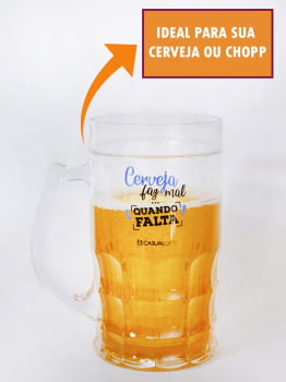 Caneca De Chopp Cerveja Divertida 400ml Copo Caneca Criativa Preserva Temperatura Cerveja Faz Mal Quando Falta