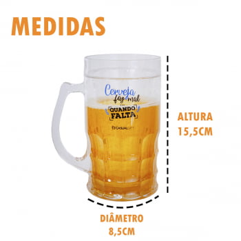 Caneca De Chopp Cerveja Divertida 400ml Copo Caneca Criativa Preserva Temperatura Cerveja Faz Mal Quando Falta