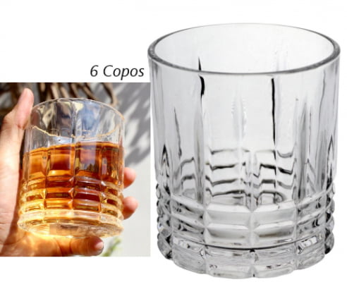 Copos De Whisky Caipirinha 6 Unidades Vidro Luxo Elegante 340mL Copo Para Uisque Bebidas Drinks Sucos mimo7513