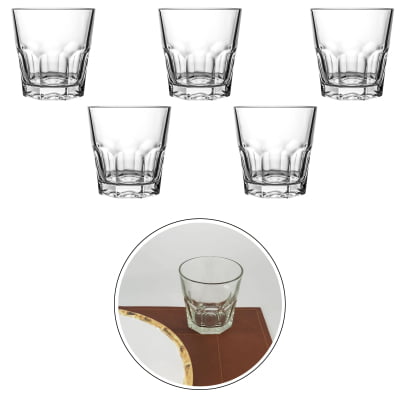 Jogo de Copos Baixos Dover Em Vidro 6 Peças 250ML Para Drinks Whisky Caipirinha Agua Barzinhos Linha Dynasty