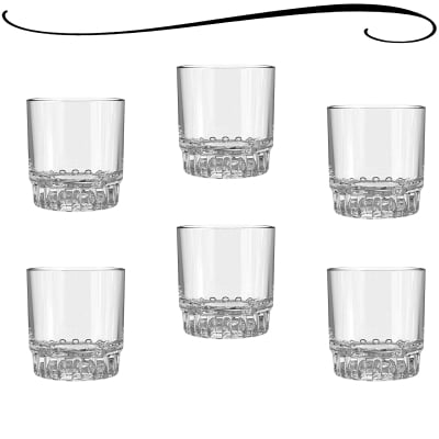 Jogo de Copos Baixos Fiorde De Vidro Para Drinks Whisky Vodka 6 Peças Ideal Para Barzinhos E Decoração 290ML