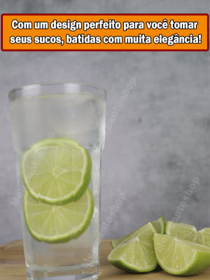 Jogo De Copos Longos 6 Unidades De Cristal Ecológico 380mL Para Bebidas Drinks Clássicos Sucos alto transparente