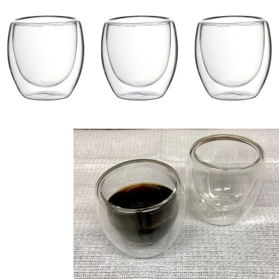 KIT Com 6 Copos de Vidro Borossilicato Duplo Cappuccino Café Chá Decoração de Luxo 80 ML