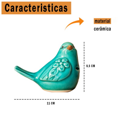 Pássaro Decorativo de Cerâmica Garden Para Decorar Ambientes Casa Escritório Lojas