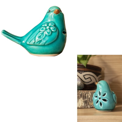 Pássaro Decorativo de Cerâmica Garden Para Decorar Ambientes Casa Escritório Lojas