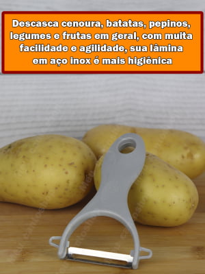 Descascador Manual De Legumes Cinza Batatas Pepino Frutas De Aço Inox Laranja Limão Verduras Profissional Auxilio