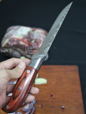 Faca para desossar carnes açougueiro chef cozinha churrasco em aço inox com madeira uni ud200114