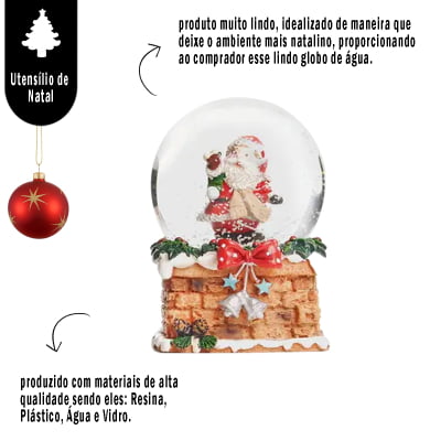 Globo de Neve Natal Papai Noel Com Cachecol Agua Enfeite de Natal Decoração Presente Sala de Estar