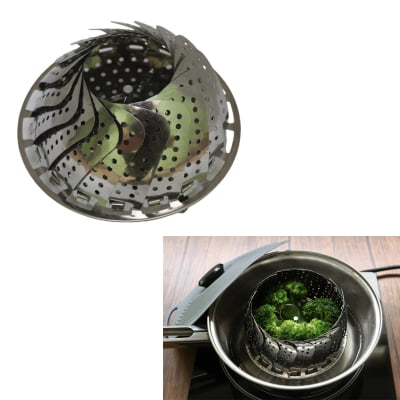Cesto Cozedor a Vapor de Aço Inox Para Legumes e Verduras Utensilio Cozinha