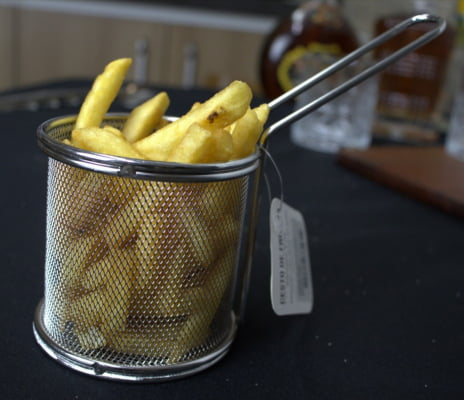 Mini cesto de fritura para servir porções batatas pestiscos com cabo 2unidades 9x9cm redondo ck4639