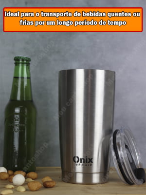 Copo Térmico Parede Dupla Com Isolamento A Vácuo Em Aço Inox Com Tampa hermético cerveja gelada agua 580ml