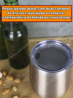Copo Térmico Parede Dupla Em Aço Inox Bronze Com Tampa 350ml  Anti Vazamento bebidas geladas chopp café agua