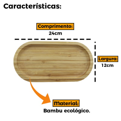 Bandeja Oval Ecokitchen Bambu Resistente Para Churrasco Cozinha Mimo Style 24cm