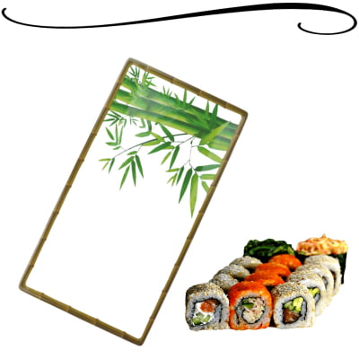 Prato Retangular de Melamina Nippo Para Alimentos Como Sushi Churrasco Saladas Multiuso Estampa Bambu 46 cm