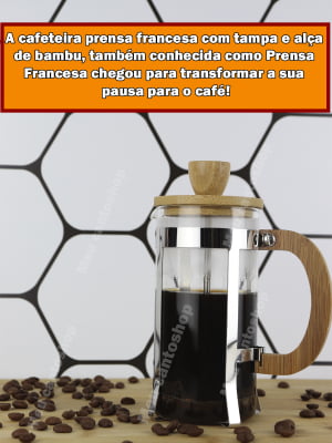 Cafeteira De Prensa Francesa De Bambu Para Café E Chá Cremeira Café Barista 350ml