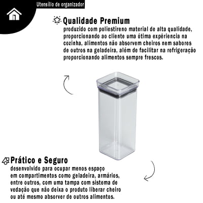 Kit 6 Mini Porta Condimentos Hermético Quadrado Multiuso Sistema De Vedação Empilhável Livre de BPA