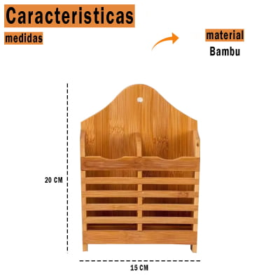 Porta Talheres Moderno Sustentável De Bambu Orgânico Com Escorredor 2 Divisórias
