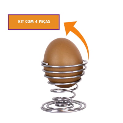 Suporte para ovos cozidos kit 4 porta ovos em inox espiral ck4472
