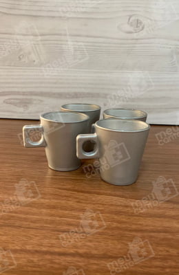 Jogo De 4 Xícaras Ideal Para Café Chá Sobremesas Produzido em Vidro Utensílio de Cozinha Coffee Time 80ml