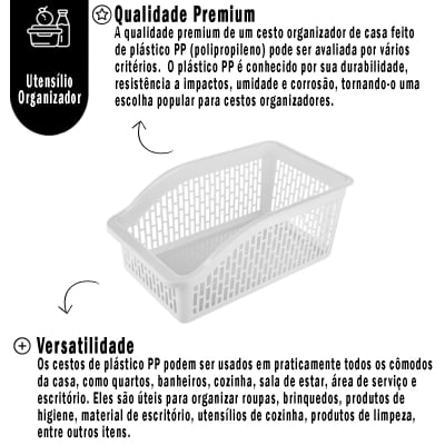 Cesto Organizador de Plástico Guarda Roupa Cozinha Banheiro Prateleira Ideal Para Alimento Objetos Utensílio Organizador