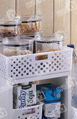 Cesto Organizador de Plástico Para Guarda Roupa Cozinha Banheiro Prateleira
