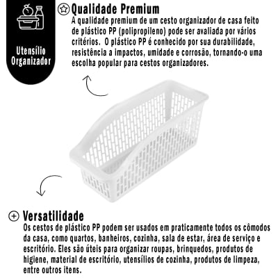 Cesto Organizador de Plástico Para Guarda Roupa Cozinha Banheiro Prateleira Ideal Para Objetos e Alimentos