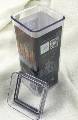 Mini Pote Hermético Lumini Quadrado Multiuso Tampa Com Sistema De Vedação Empilhável Transparente Livre de BPA