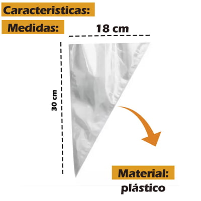 Saco Para Confeitar Transparente Em Plástico Sem Bico Reutilizável Resistente Profissional