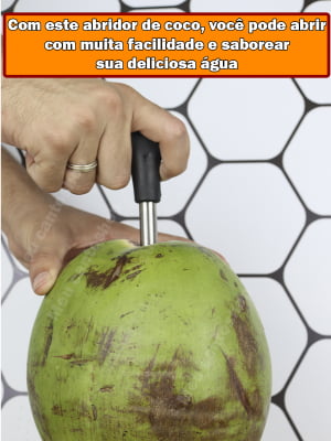 Furador Abridor De Coco Manual Fácil Profissional Aço Inox Higiênico Prático