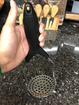 Amassador de batatas em Aço inox preto espremedor de batata purê 29 x 9,5 cm